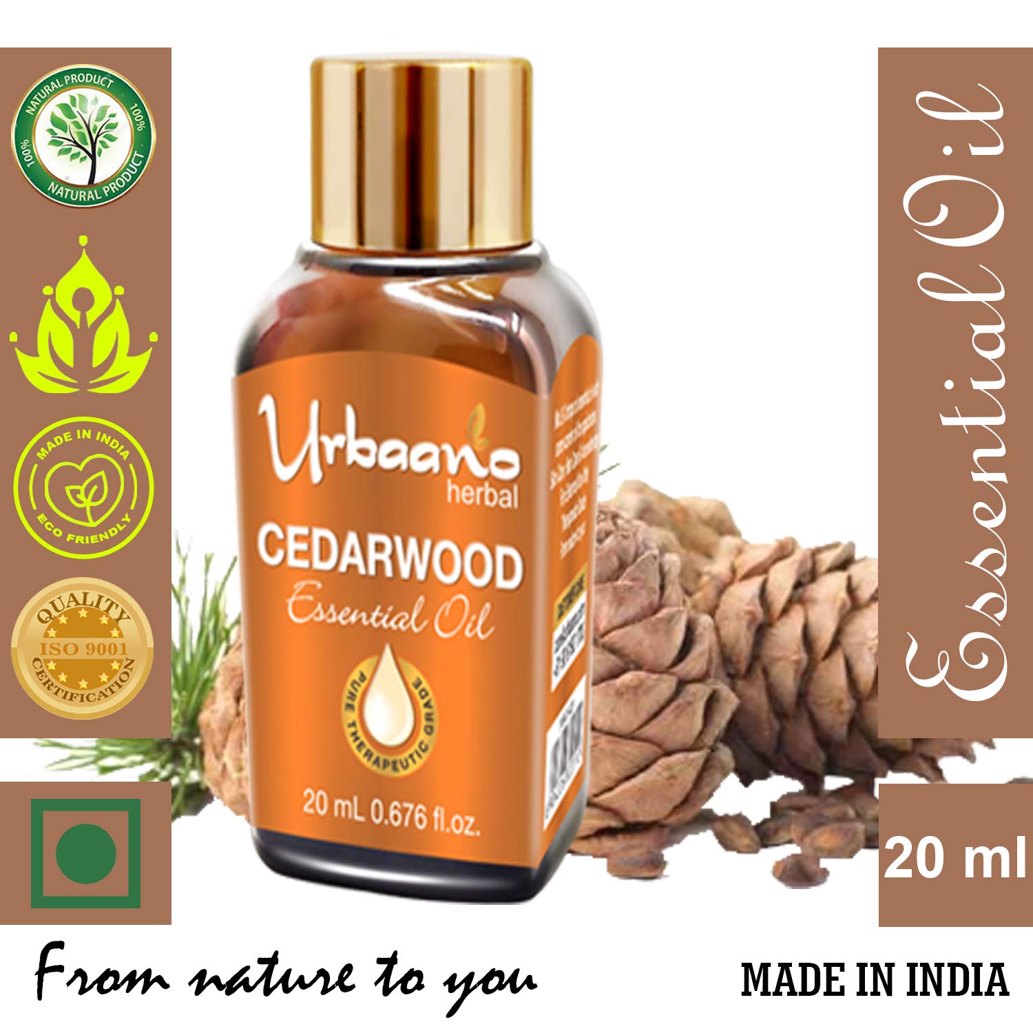 100% Pure Cedarwood Essential Oil for Face, Skin & Hair Care - Therapeutic Grade, Undiluted, No Additives - Aromatherapy, Relaxation & Massage - 20ml in Elegant Gift Pack