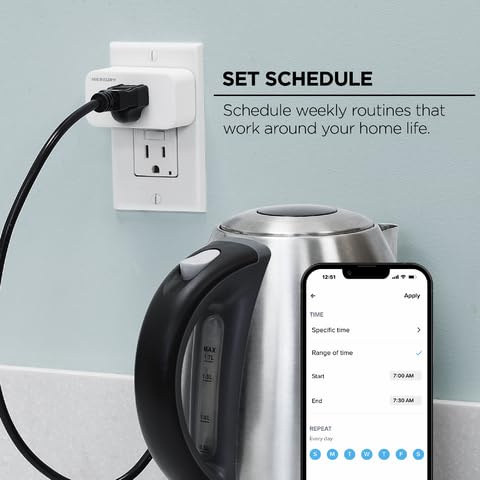 Merkury Smart Plugs - WiFi Outlet with Alexa & Google Home Compatibility, Smart Socket with Timer & Remote App Control, 2.4GHz Only - Perfect for Home Automation & Smart Lighting Control