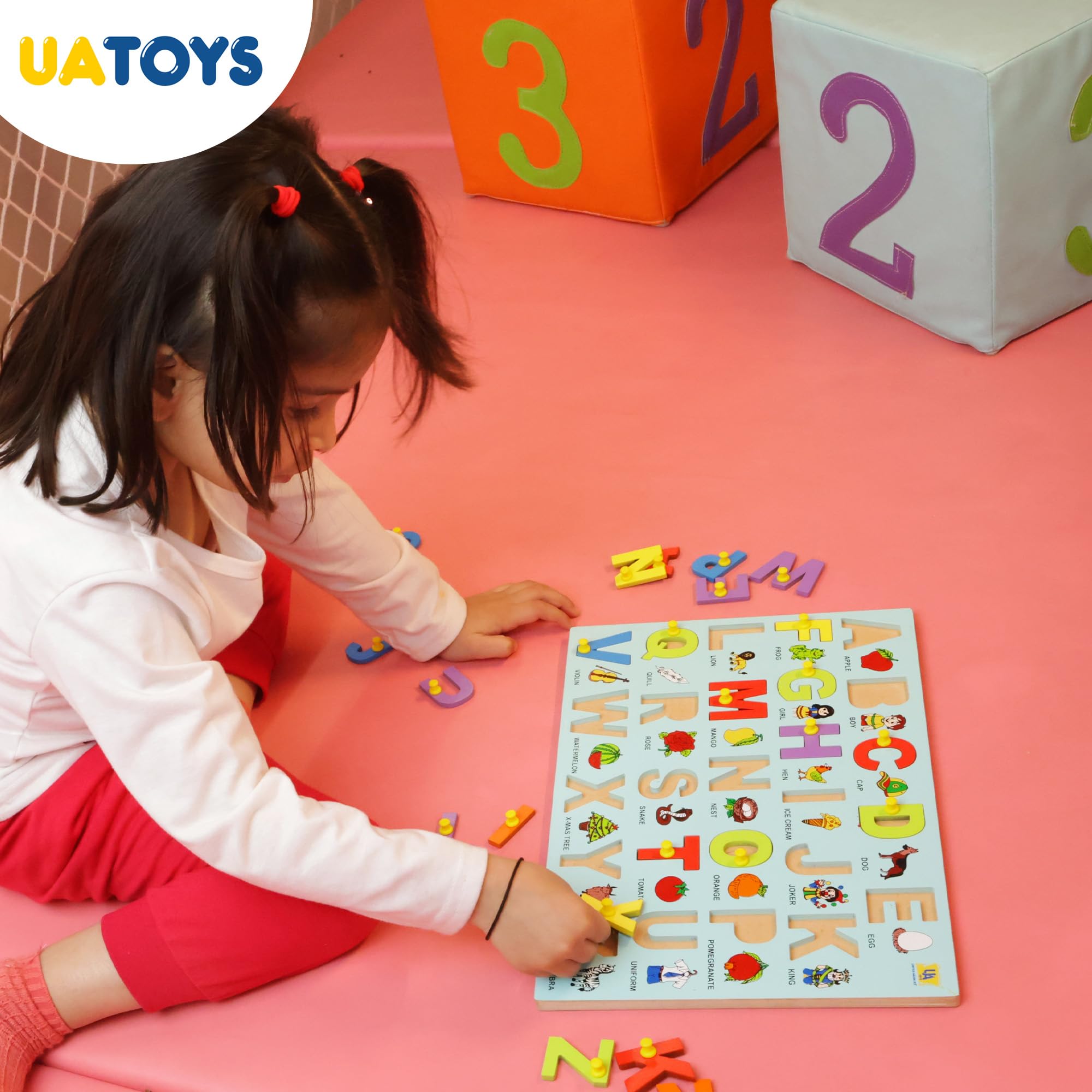 UATOYS Wooden Alphabet Puzzle Toys for Kids - ABC Learning with Pictures, Brain Development & Sorting Games - Perfect for Preschool, Homeschool & Early Childhood Education