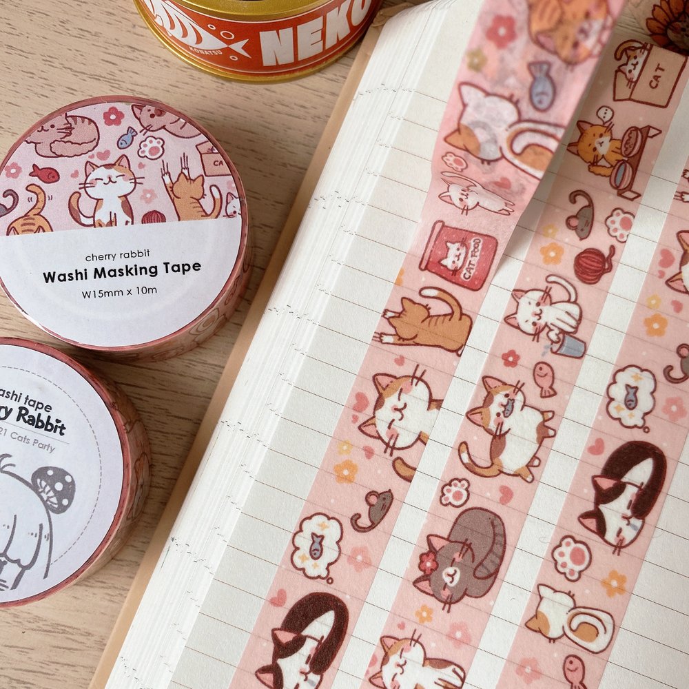 Cute Cat Washi Tape for Scrapbooking, Journaling, and DIY Crafts - Perfect for Party Decorations, Gift Wrapping, and Planner Stickers