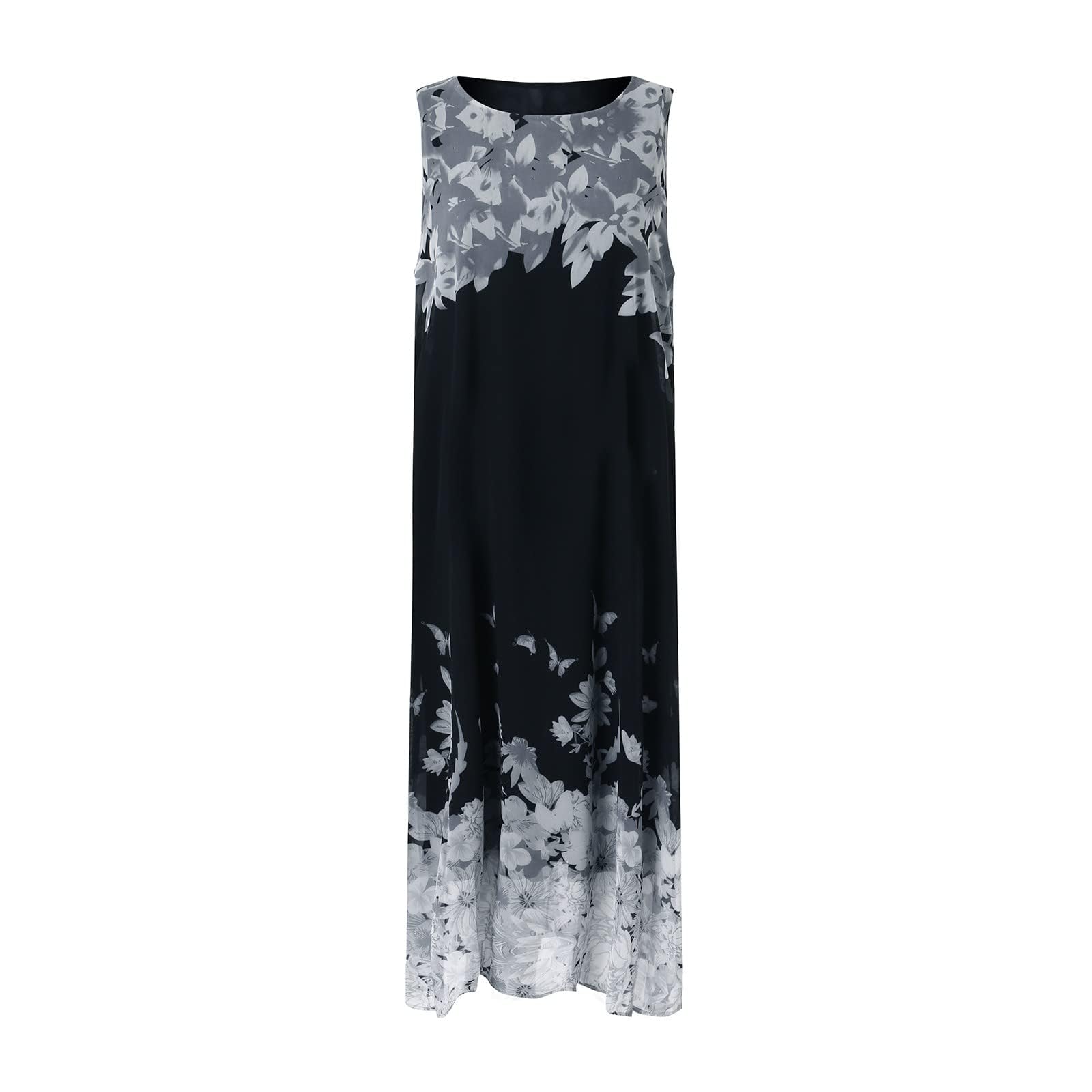 Women's Flowy Chiffon Floral Maxi Dress with Jacket 2-Piece Set - Summer Wedding Guest Dress, Cocktail Party Outfit, Beach Cover Up, Vacation Dress