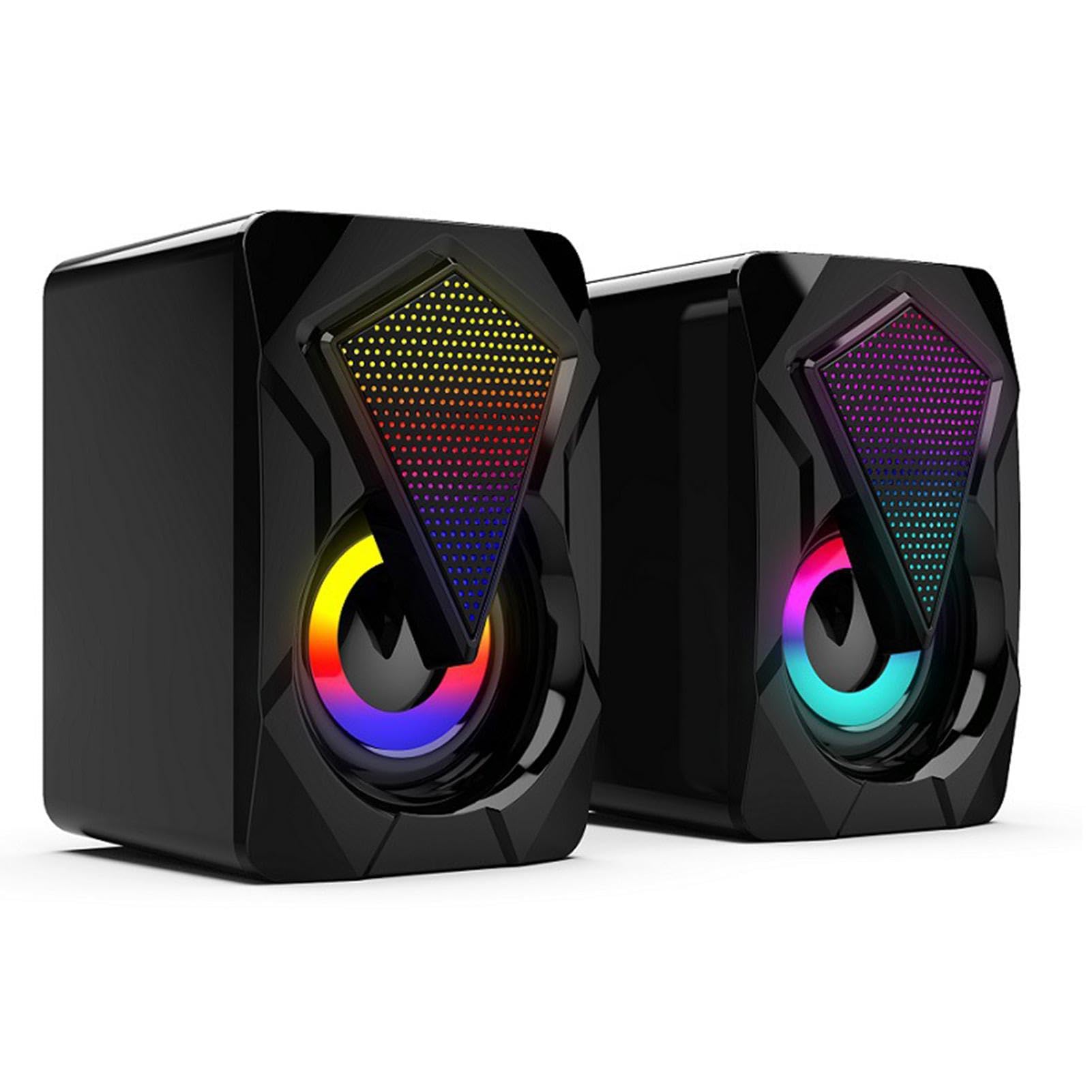 RGB USB Powered Desktop PC Speakers with Subwoofer, Clear Sound Plug and Play, Enhanced Bass for Gaming, Music, and Home Office Setup