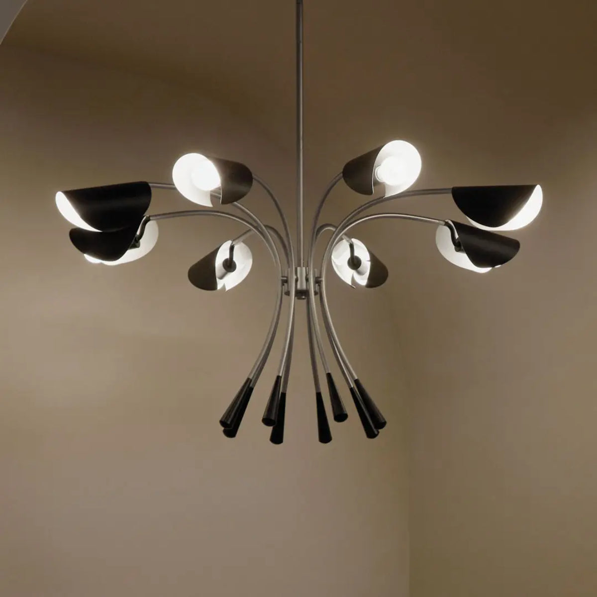 Arcus 46-Inch 12-Light Modern Chandelier for Dining Room, Living Room & Bedroom - Elegant Ceiling Light Fixture with Crystal Accents