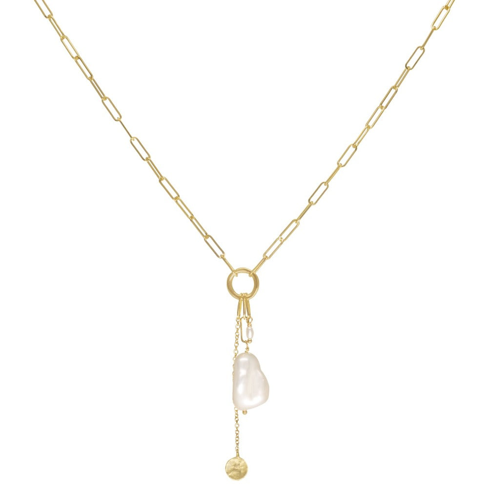 Luna Paperclip and Keshi Nugget Necklace - Trendy Minimalist Jewelry for Women | Perfect for Everyday Wear, Office & Date Night