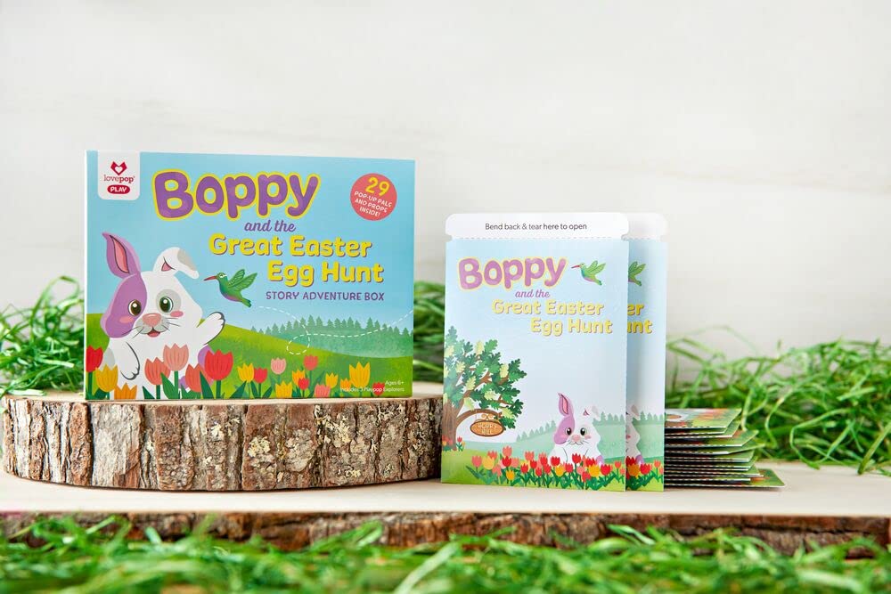 Lovepop Boppy Easter Egg Hunt Adventure Box - 29 Mini Pop-Up Characters Easter Gift Basket for Kids (6.45