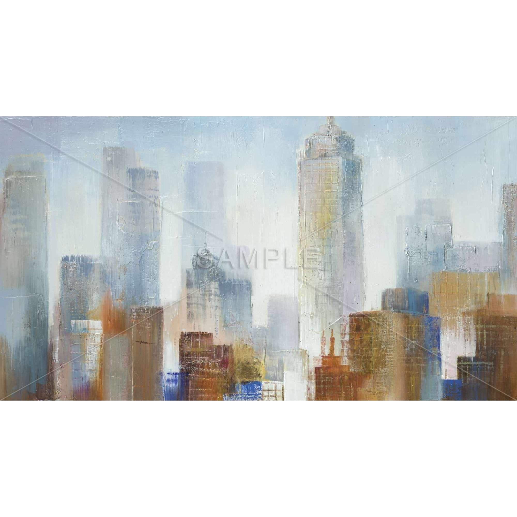 Cityscape in The Fog - Premium Canvas Wall Art Print for Living Room & Office Decor | Modern Landscape Painting Home Decoration