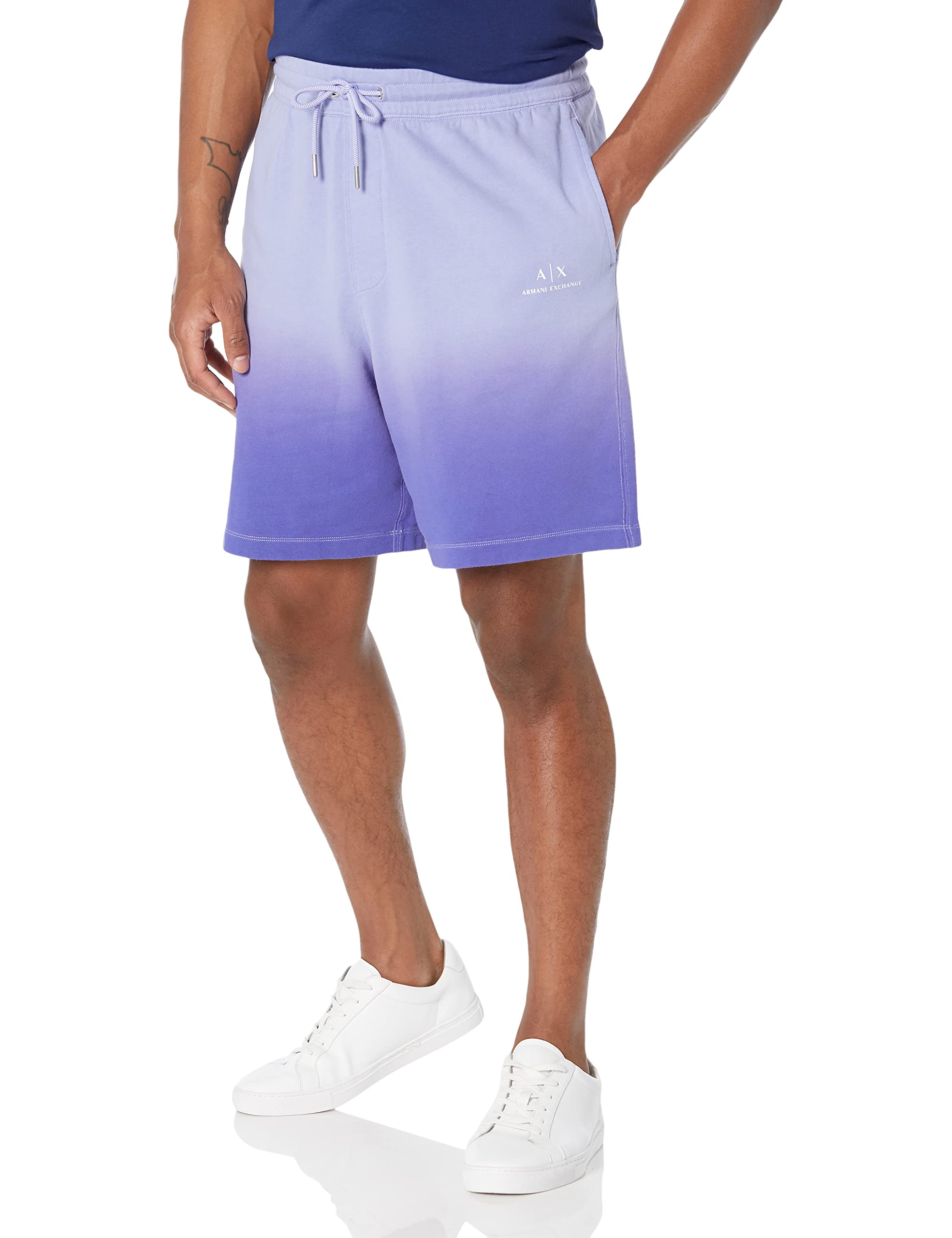Armani Exchange Men's Logo Ombre Jersey Knit Shorts - Comfortable Casual Shorts for Summer, Gym, and Beach Wear
