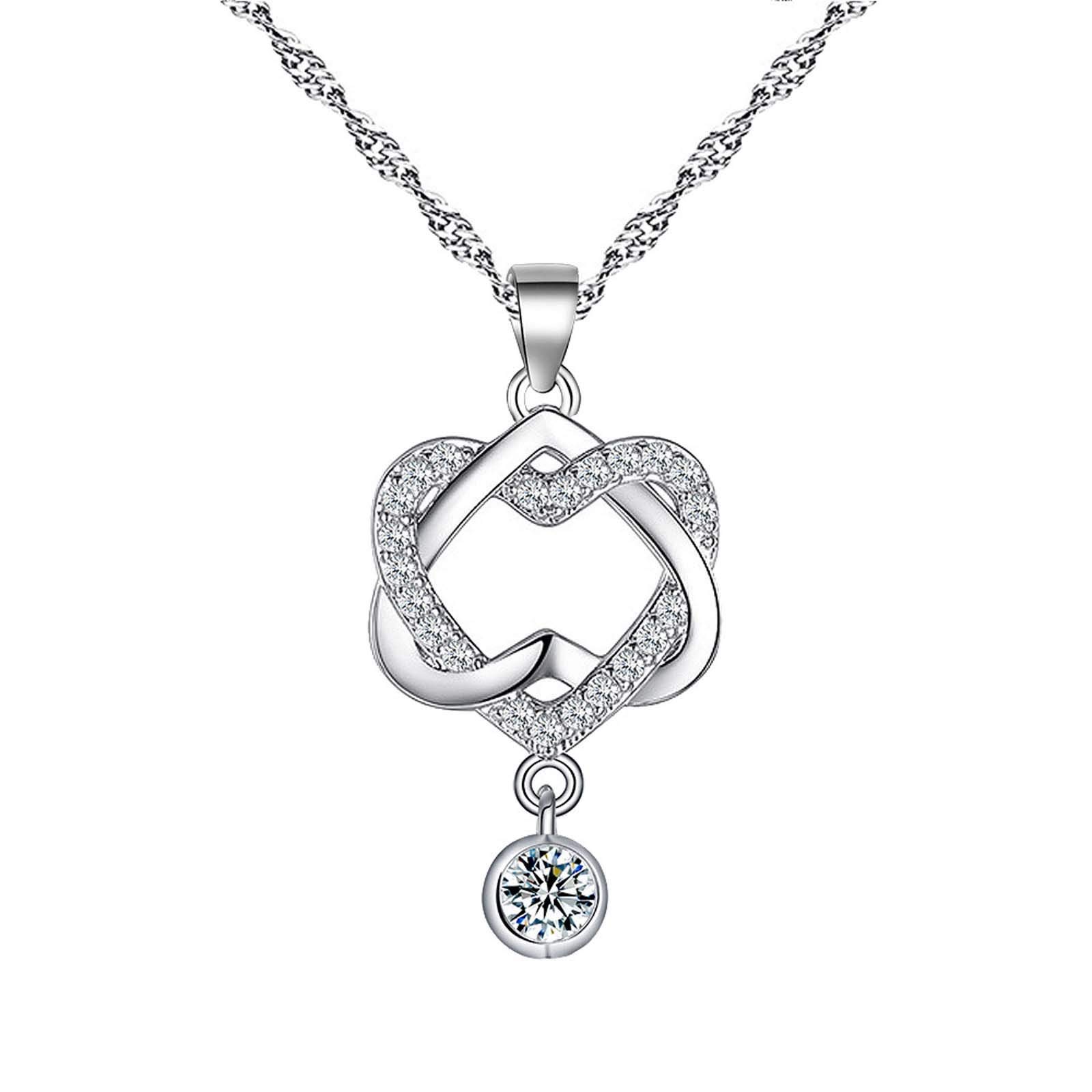 NSQFKALL Women's Heart Couple Necklace - Double Winding Clavicle Chain with Pendant | Romantic Gift for Her, Matching Jewelry for Couples, Valentine's Day Present | Perfect for Anniversaries, Date Nights, and Special Occasions