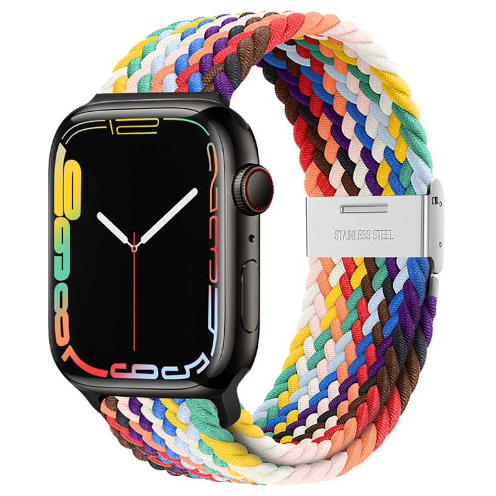 Braided Nylon Apple Watch Bands for Series 9/8/7/6/5/4/3/2/SE/Ultra/Ultra 2 - Adjustable, Breathable Replacement Strap for 38mm/40mm/41mm/42mm/44mm/45mm/49mm - Perfect for Workouts, Running & Everyday Wear