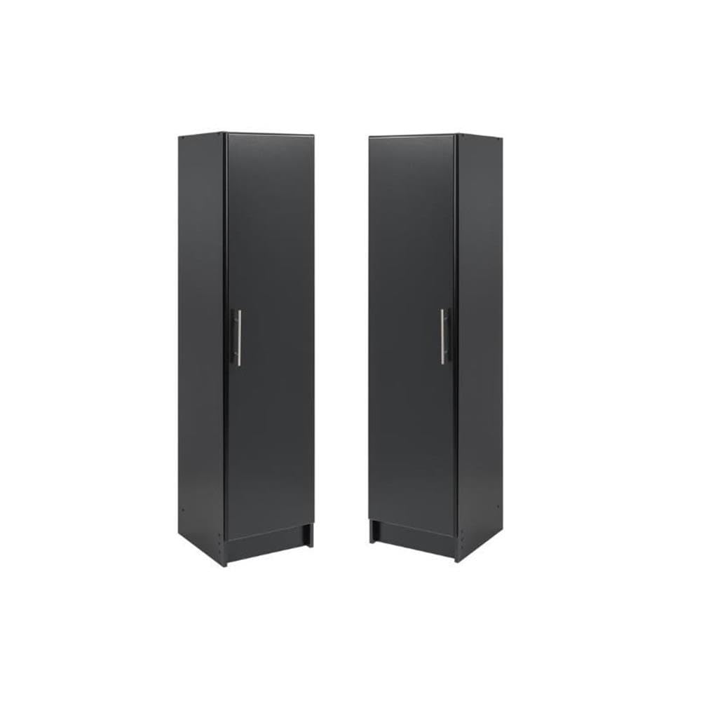 Home Square 2-Piece Elite 16-Inch Narrow Cabinet Set in Black - Perfect for Small Bathrooms, Kitchens & Closet Storage Organization
