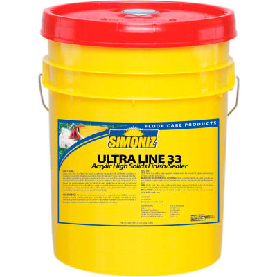 Simoniz Ultra Line 33 High Solid Floor Wax - 5 Gallon Pail - Commercial Grade Floor Polish for High-Traffic Areas - Perfect for Warehouses, Schools, and Retail Stores