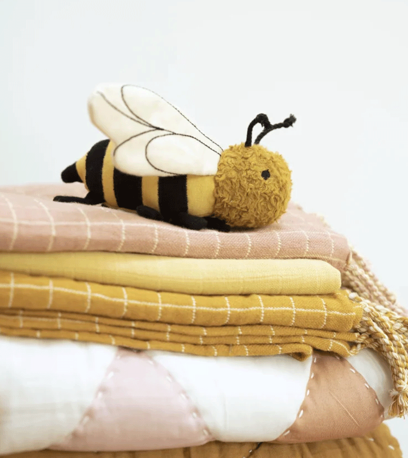Fabelab Bolette the Bee Wooden Baby Rattle - Organic Teething Toy for Infants, Eco-Friendly Sensory Play for Newborns & Toddlers - Perfect for Nursery, Baby Shower Gifts & Early Childhood Development