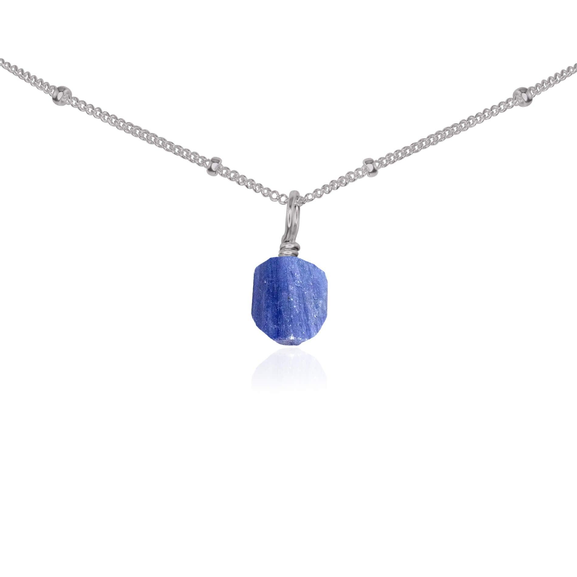 Natural Tiny Rough Kyanite Gemstone Pendant Necklace - Elegant Choker for Women, Spiritual Healing Jewelry | Perfect for Meditation, Yoga & Energy Balancing