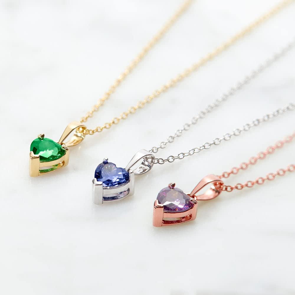 EVE'S ADDICTION Rose Gold Custom Heart Birthstone Necklace - Personalized Birthstone Jewelry for Women - Meaningful Gift for Mom, Wife, Daughter - Perfect for Mother's Day, Birthday, Anniversary & Special Occasions