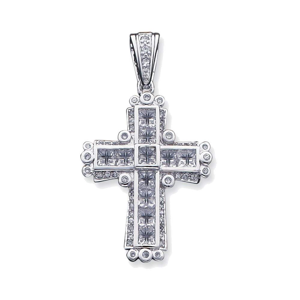Sterling Silver Synthetic CZ Cross Pendant Necklace for Women - Elegant Religious Jewelry Gift for Baptism, Confirmation & Everyday Wear
