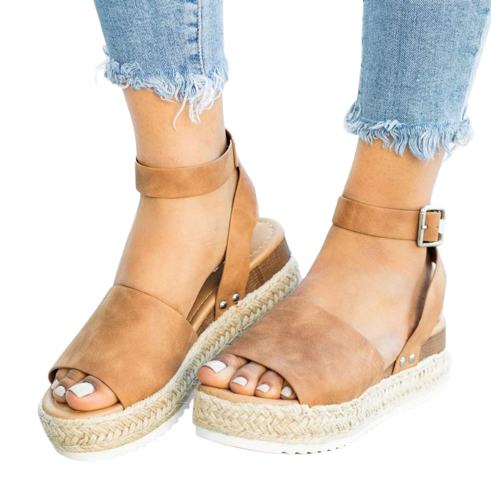 Women's Casual Summer Sandals - Platform Wedge Peep Toe Dressy Fashion Sandals for Beach, Party & Everyday Wear