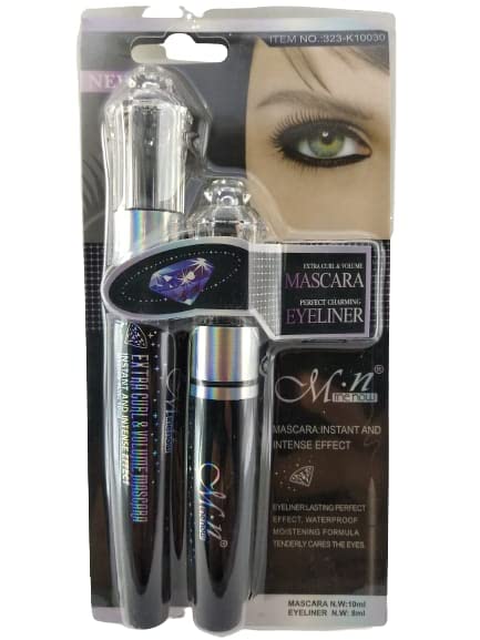 MN Extra Curl & Volume Mascara & Eyeliner Set - Lengthening, Volumizing Waterproof Mascara with Smudge-Proof Eyeliner for Dramatic Eye Makeup - Perfect for Date Night, Parties & Special Occasions
