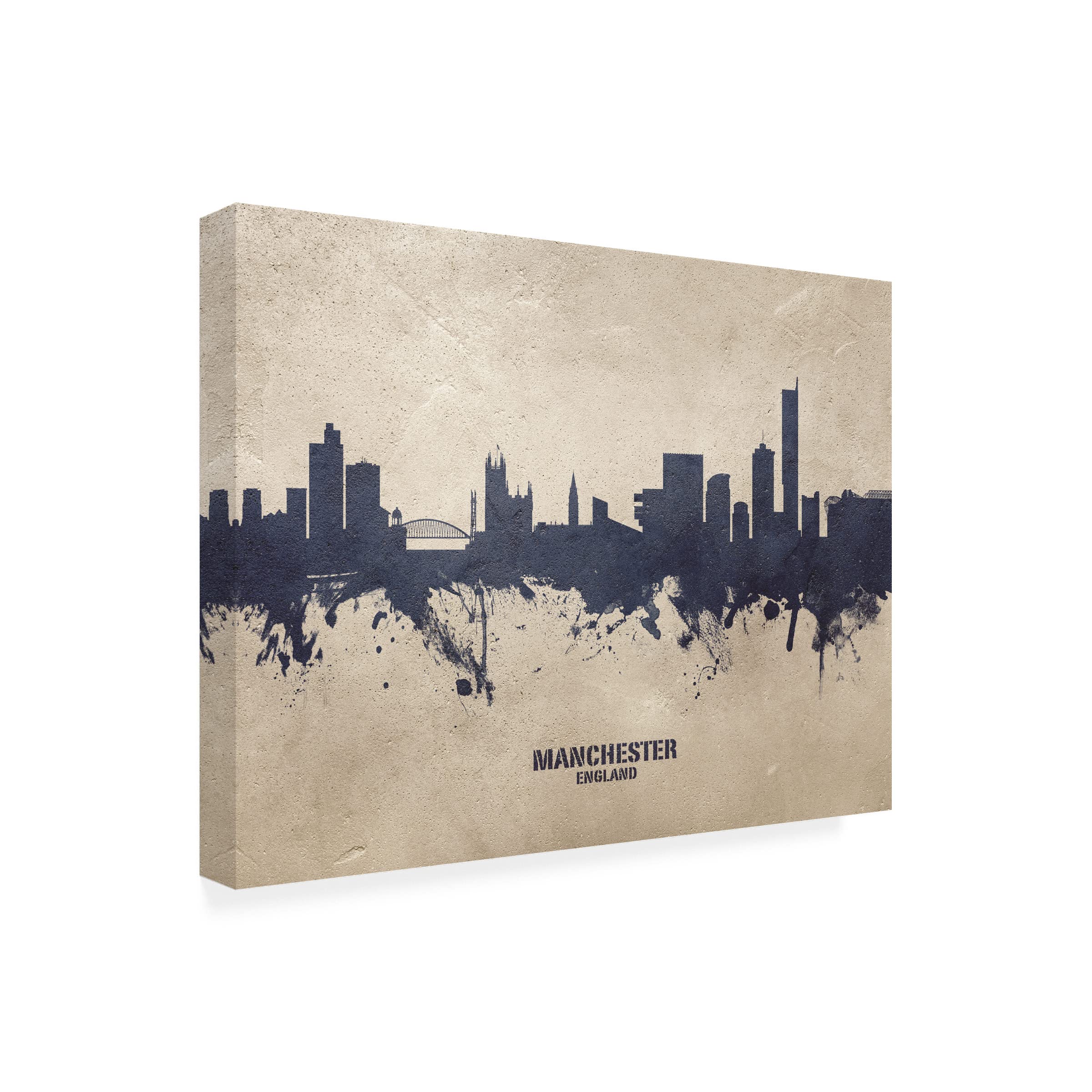 Michael Tompsett Manchester England Skyline Concrete Canvas Art Print - Modern Cityscape Wall Decor for Living Room, Office & Bedroom
