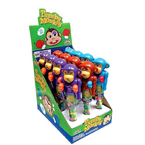 Punchy Monkey Candy Dispenser for Kids - Bulk Pack of 12 - Fun Toy & Candy Holder for Birthday Parties, Halloween Treats & Classroom Rewards