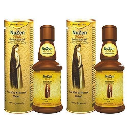 Nuzen Gold Herbal Hair Oil for Men & Women - 100% Natural Hair Growth Treatment with Herbs - 100ml (Pack of 2) - Promotes Stronger, Longer Hair & Reduces Hair Fall for Daily Hair Care Routine
