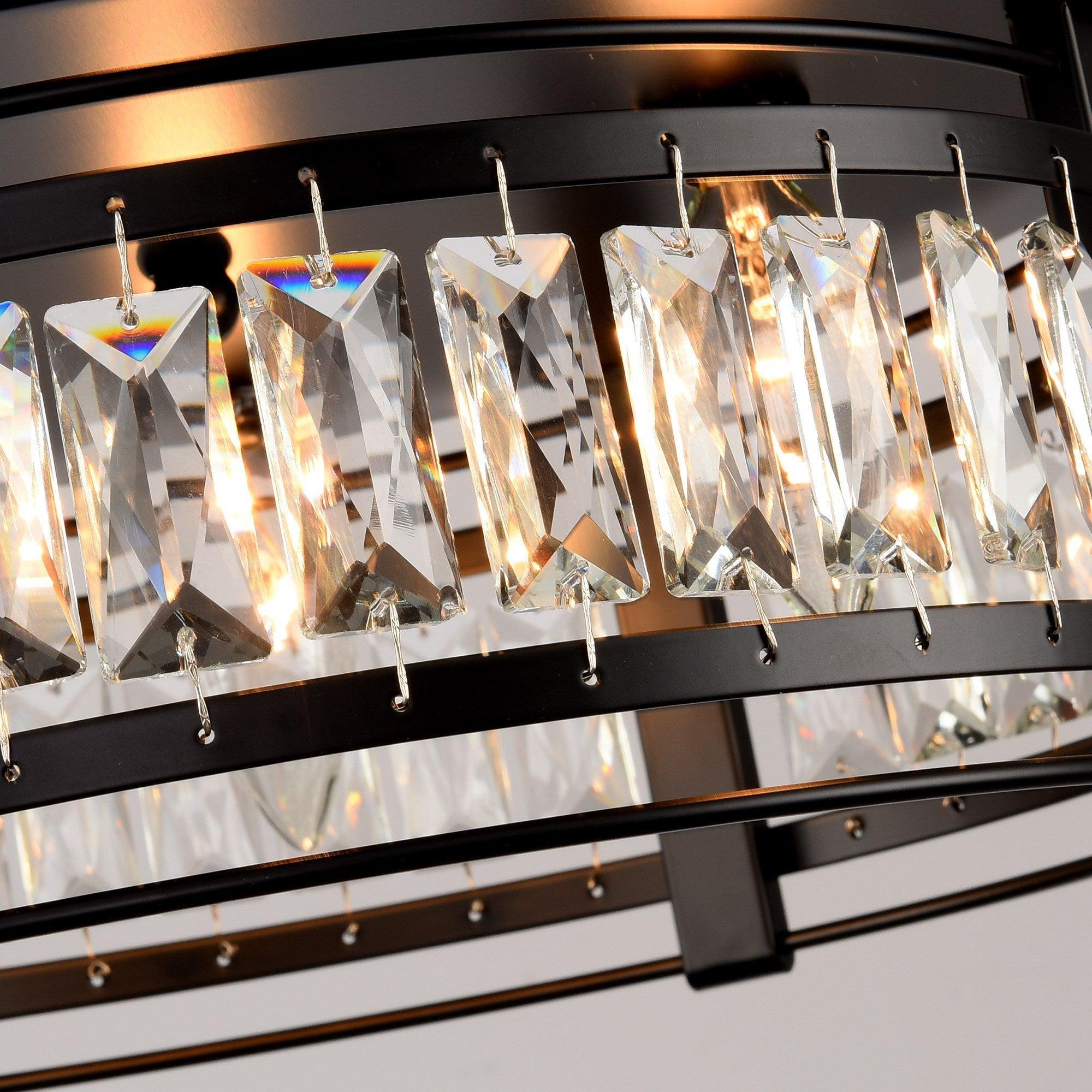 3-Light Modern Crystal Flush Mount Ceiling Fixture - Elegant Lighting for Bedroom, Living Room & Dining Room