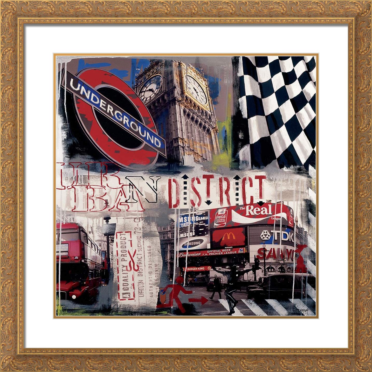 Vincent Gachaga 15x15 Gold Ornate Framed Double Matted Museum Art Print - London Underground Poster | Home Decor, Office Wall Art, Living Room Decoration