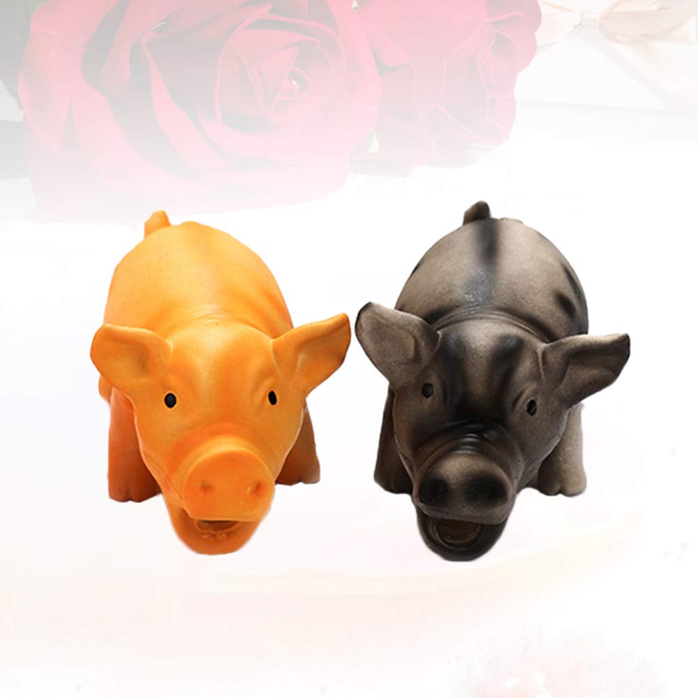 Baluue 2pcs Dog Chew Toys for Small Puppies - Squeaky Pig Toy for Teething & Playtime