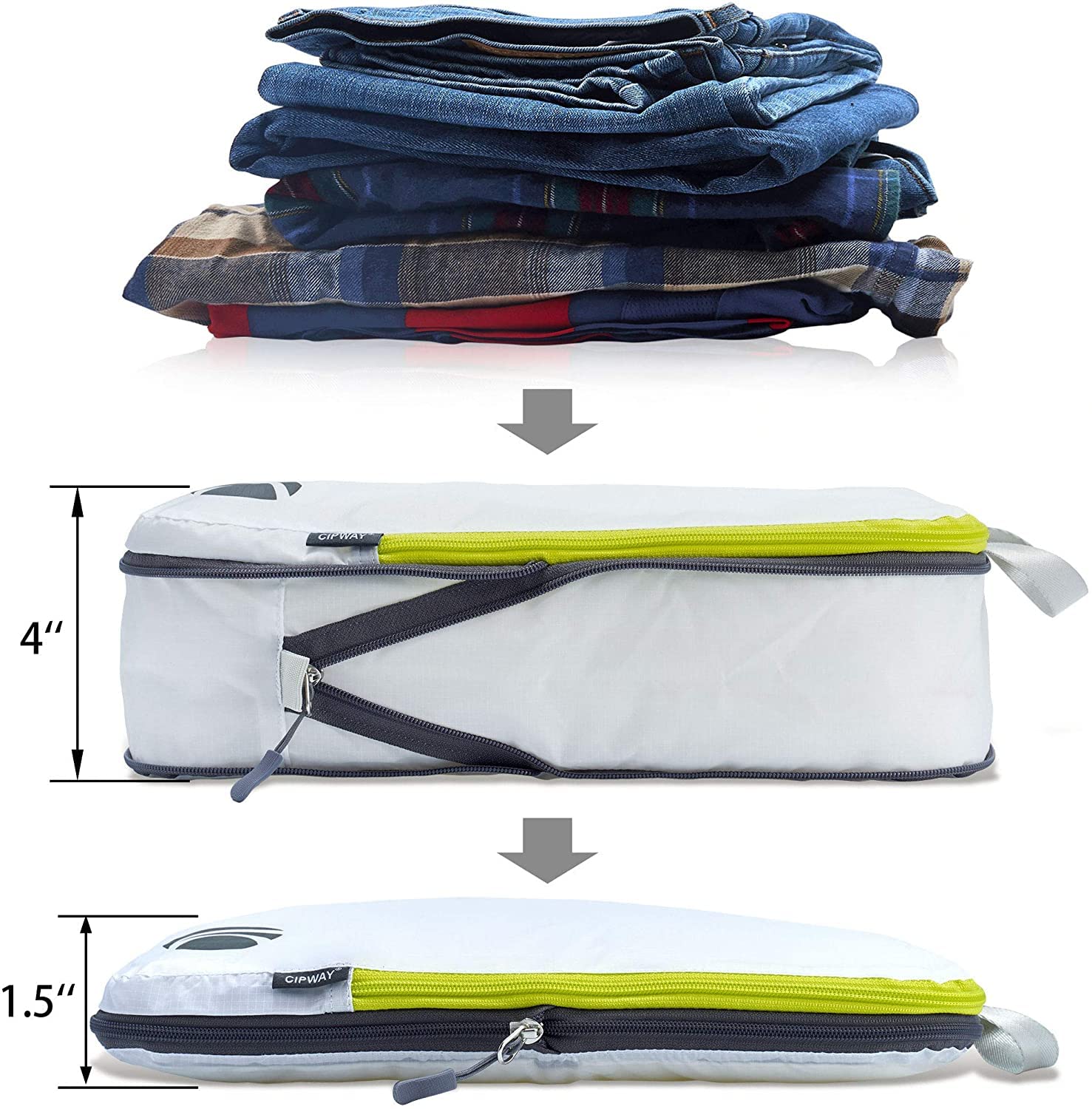 Ultralight Expandable Travel Packing Cubes Set (3-Piece) - Compression Organizers for Carry-On Luggage - Perfect for Business Trips & Vacation Packing - White