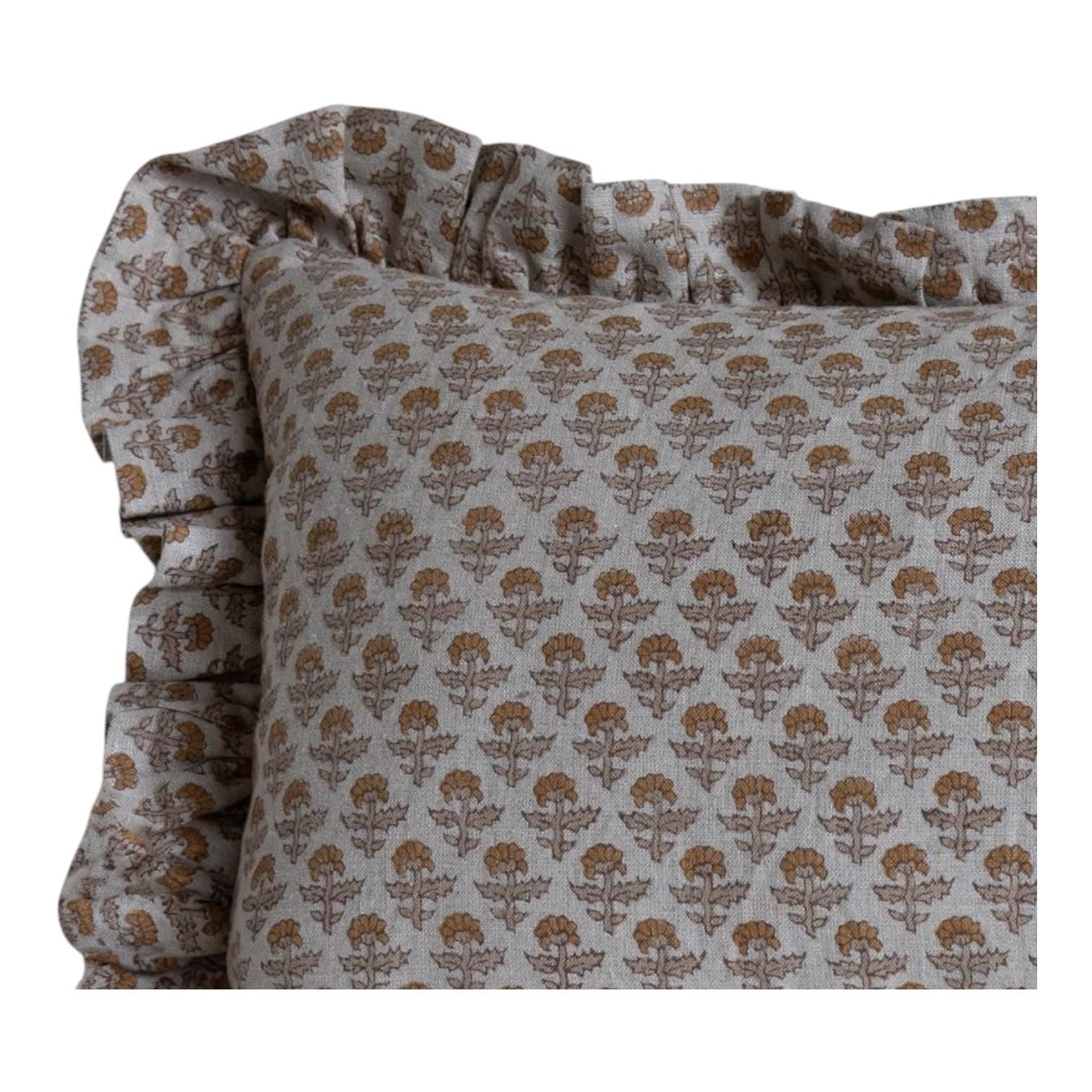 Designer Elsinore Floral Block Print Pillow Cover - Bohemian Home Decor for Living Room, Bedroom & Outdoor - Perfect for Sofa, Couch and Patio Furniture