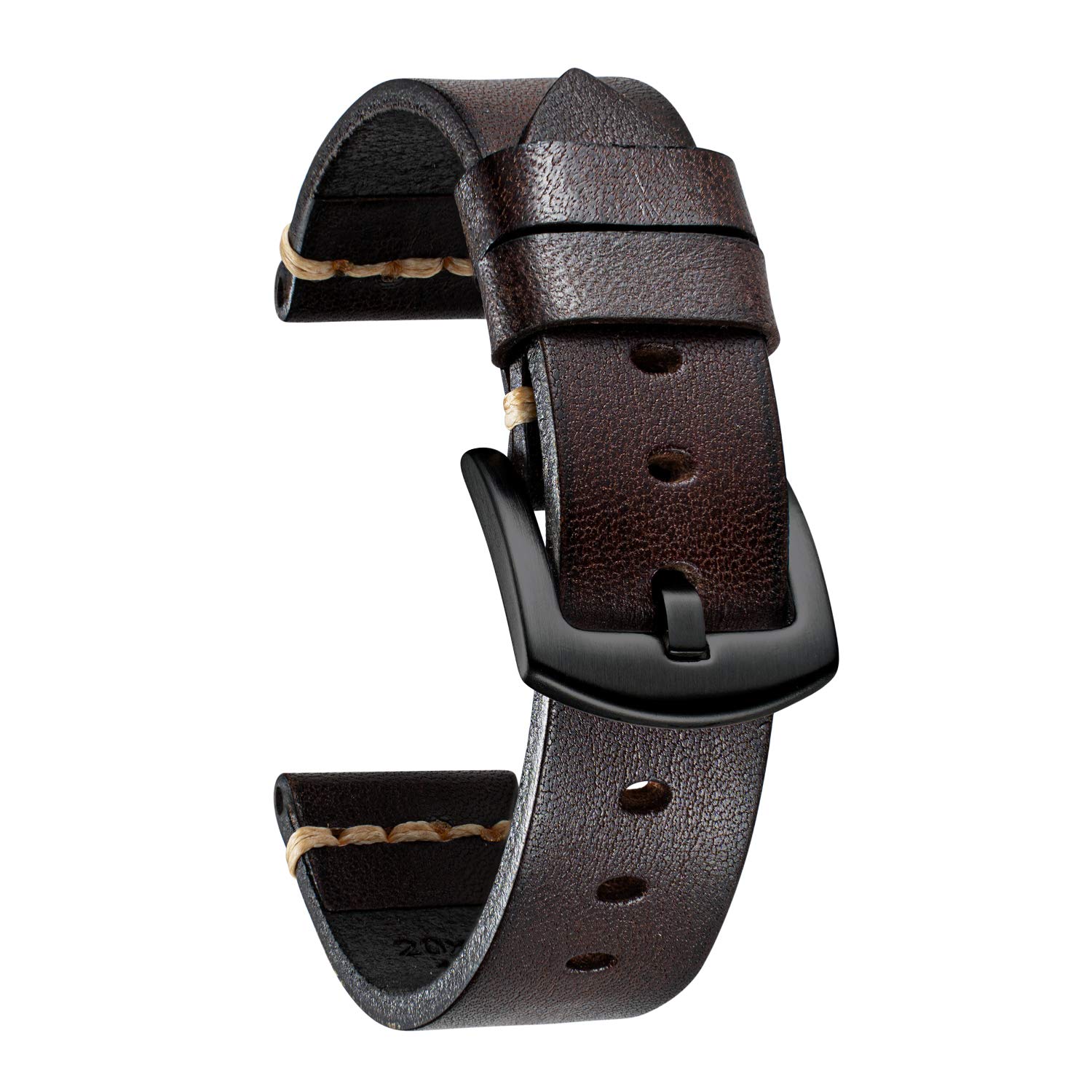 Premium Leather Watch Band Compatible with Samsung, Huawei & Garmin Smartwatches - 18/20/22/24mm Sizes - Durable Tanned Leather Strap for Business, Casual & Outdoor Activities