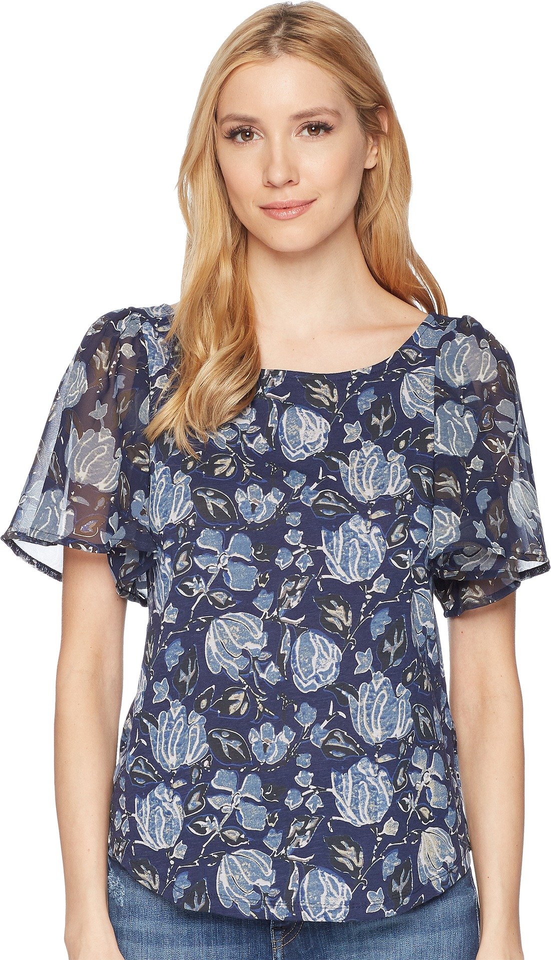 Lucky Brand Women's Printed Tie Back Top - Stylish & Comfortable Summer Blouse for Casual Outings, Dates, and Beach Vacations