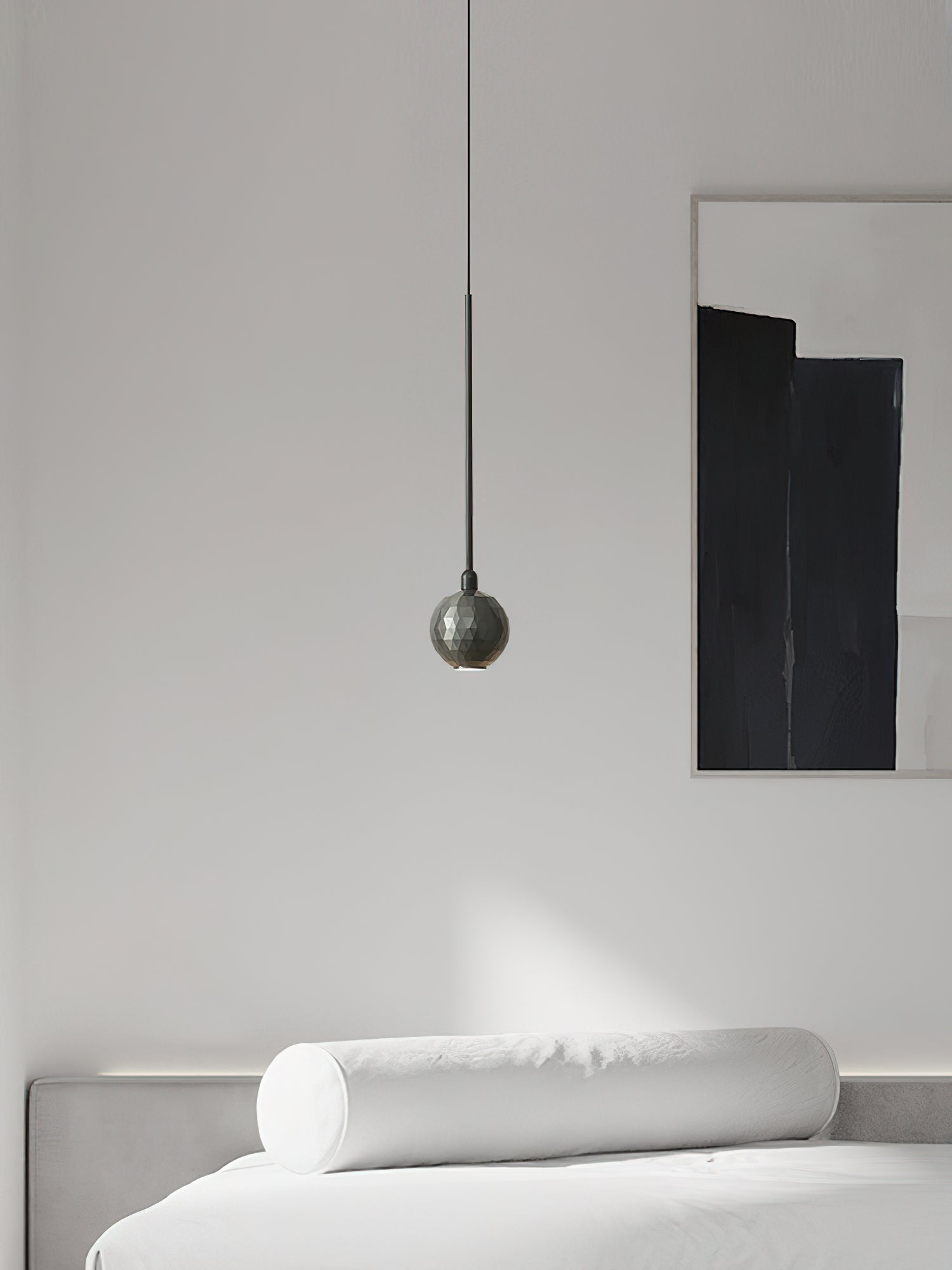 Modern Single Ball Pendant Light Fixture - Minimalist Hanging Chandelier for Dining Room, Kitchen Island & Bedroom Lighting
