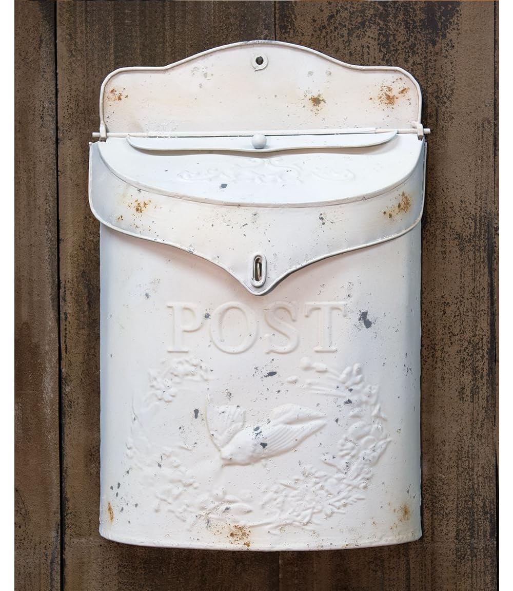 CWI Gifts White Decorative Mailbox - Rustic Vintage Style Post Box for Home & Garden Decor, Perfect for Letters, Small Packages, and Outdoor Display