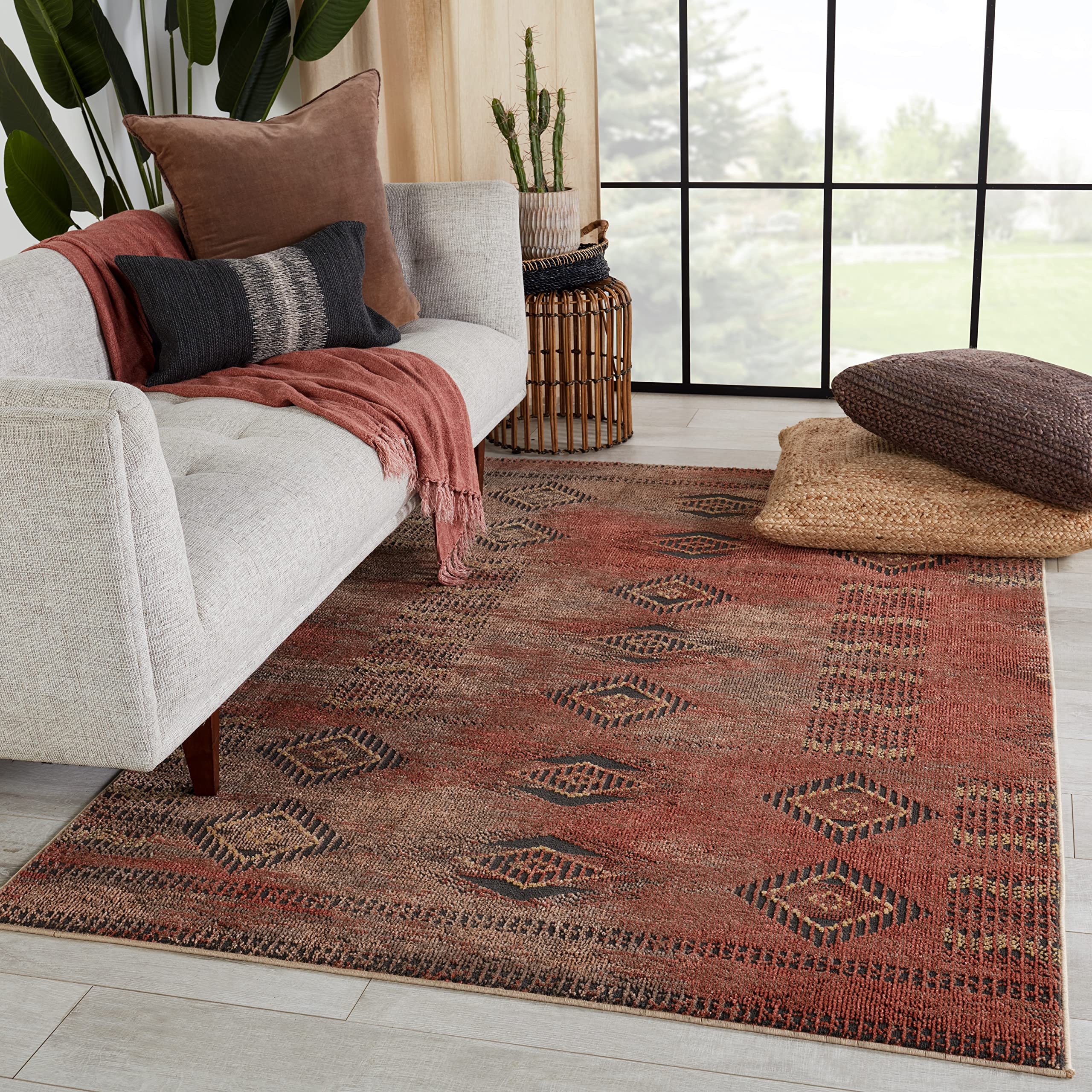 Jaipur Living Abrego Tribal Red and Gray Area Rug 5'x8' - Handmade Vintage Design for Living Room, Playroom, Home Office & Dining Room - Soft & Durable Floor Decor (ARG02)