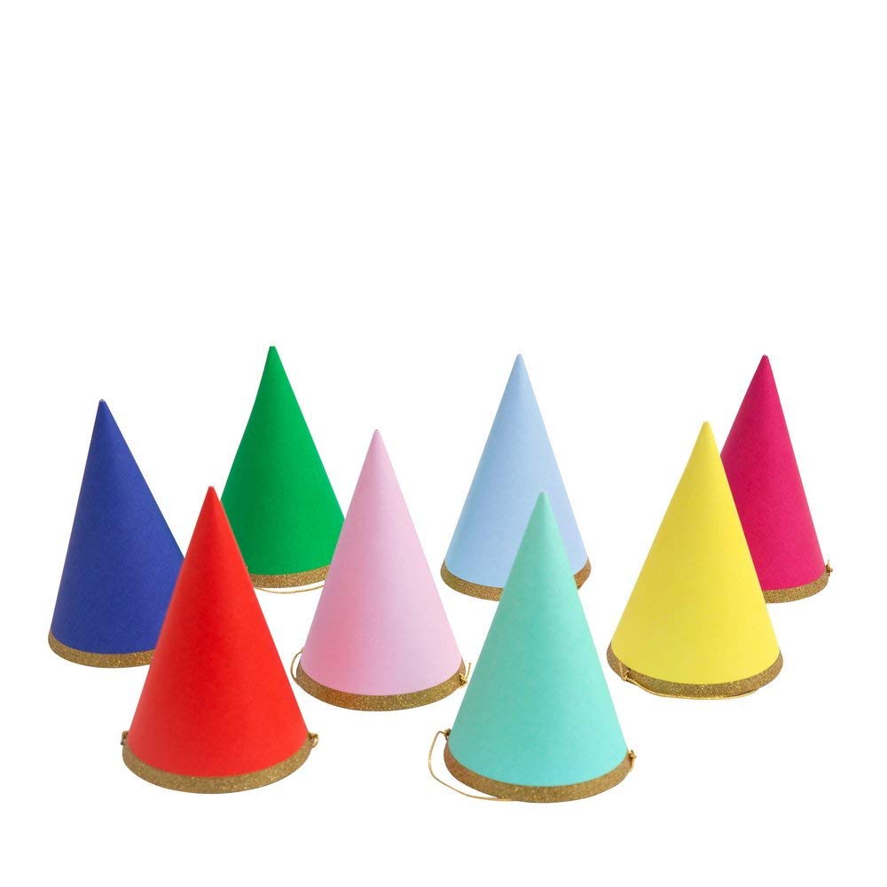 Meri Meri Birthday Party Hats - Pack of 8 Colorful Cone Hats for Kids & Adults - Fun Party Supplies for Birthdays, Celebrations & Festive Events