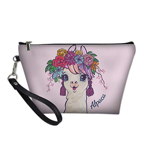 Floral & Alpaca Print Toiletry Bag for Women - Waterproof Travel Cosmetic Organizer with Multiple Pockets | Perfect for Makeup, Toiletries & Travel Essentials (Pink/Blue Patterns) - Ideal for Vacations, Gym, Camping & Weekend Getaways