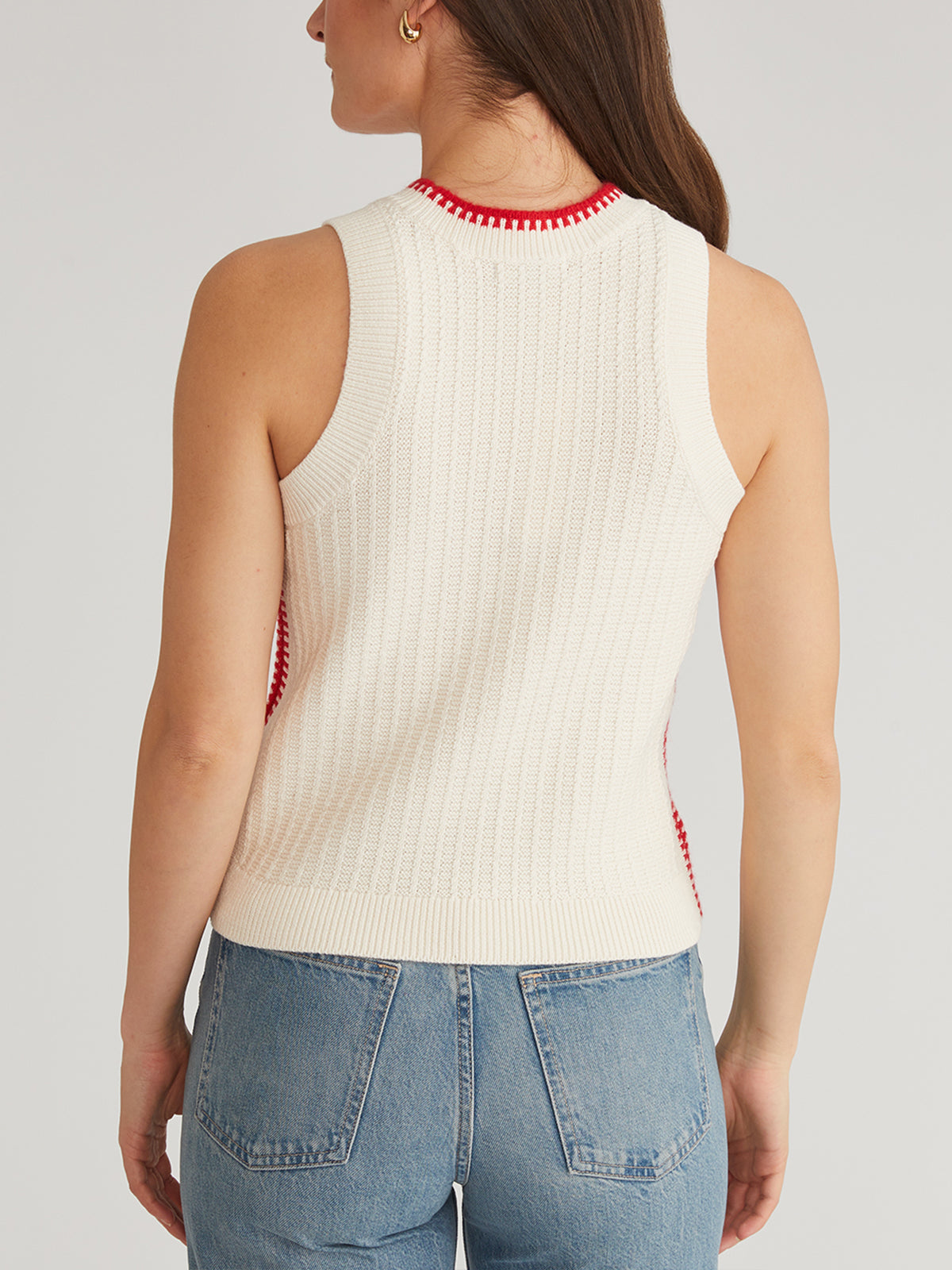 Demi Mini Cable Tipped Tank Top - Women's Casual Sleeveless Shirt for Summer, Beach, and Layering Outfits
