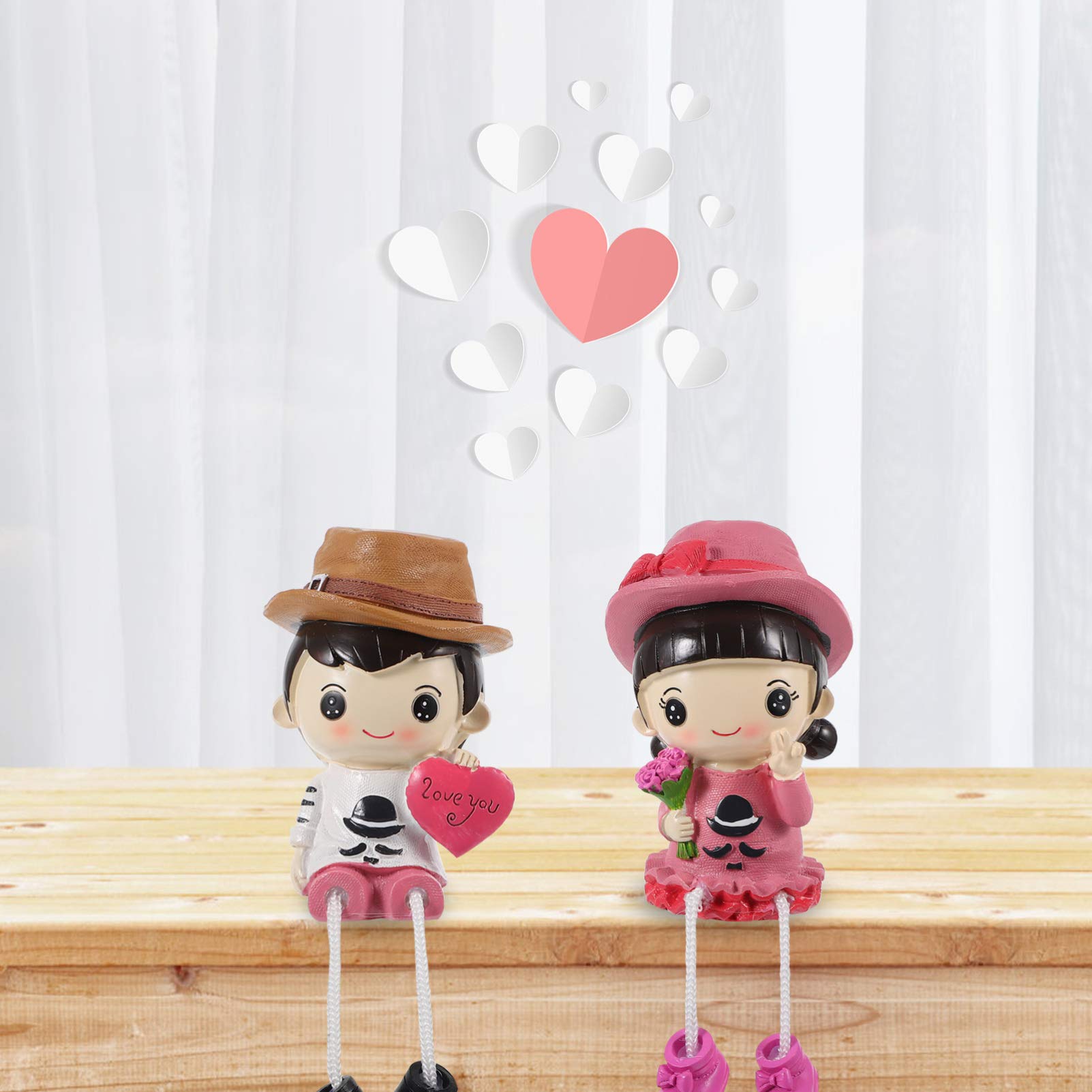 2Pcs Resin Sitting Boy Girl Doll Couples Ornament - Handcrafted Figurines for DIY Home, Office, Car, Wedding Decor | Perfect for Desktop, Shelf, and Gift Giving