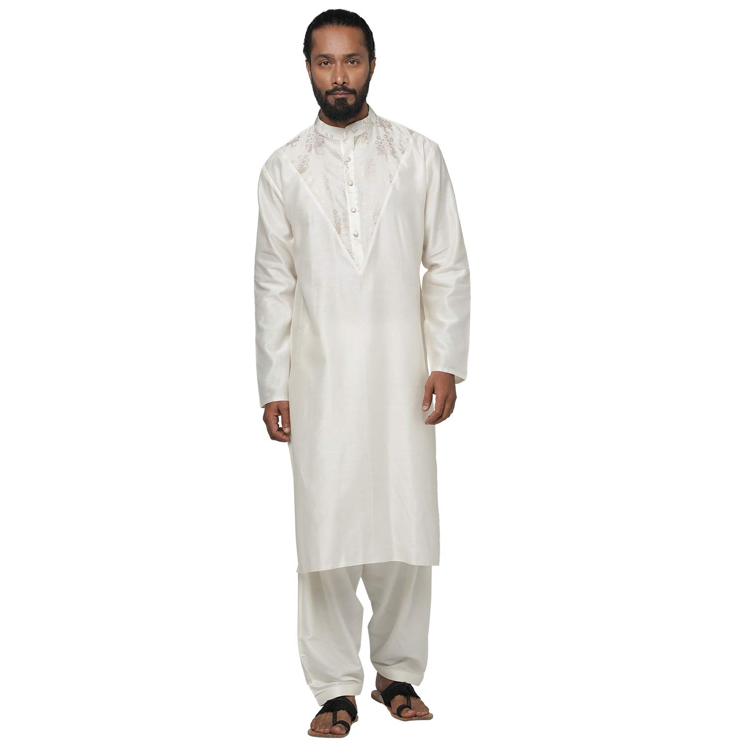 Masaba Gupta Indian Designer Ivory Star Flower Kurta with Matching Pants for Men | Traditional Ethnic Wear for Weddings & Festivals