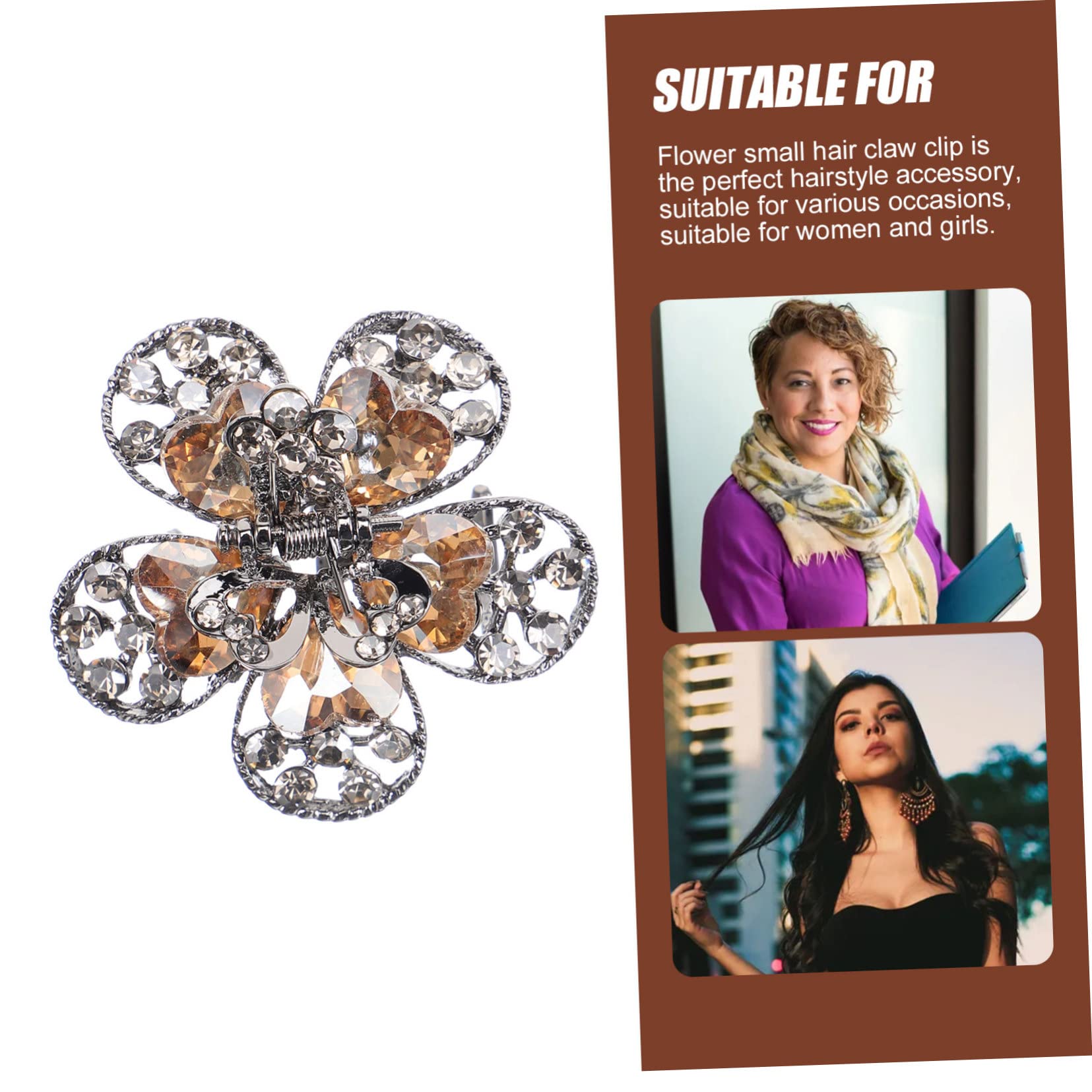 Vintage Rhinestone Flower Hair Clips for Women - Party & Wedding Accessories