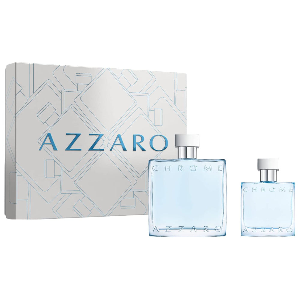 Azzaro Chrome Men's Cologne Gift Set - 2 Piece Eau de Toilette Spray & After Shave Balm - Perfect for Birthday, Anniversary & Valentine's Day Gifts for Him