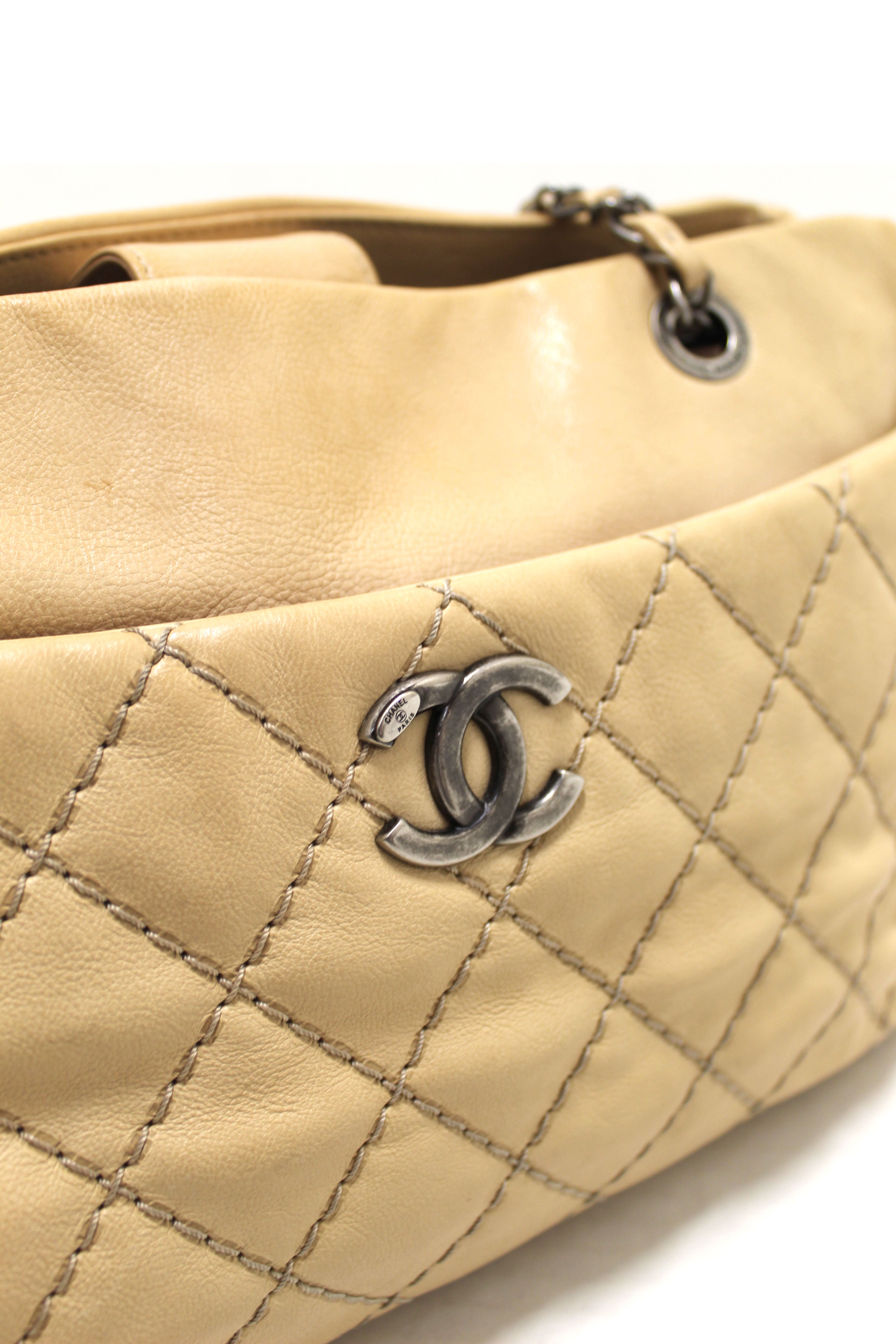 Authentic Chanel 31 Rue Cambon Paris Beige Quilted Lambskin Leather Tote Shoulder Bag - Luxury Designer Handbag for Women, Perfect for Work, Travel & Special Occasions