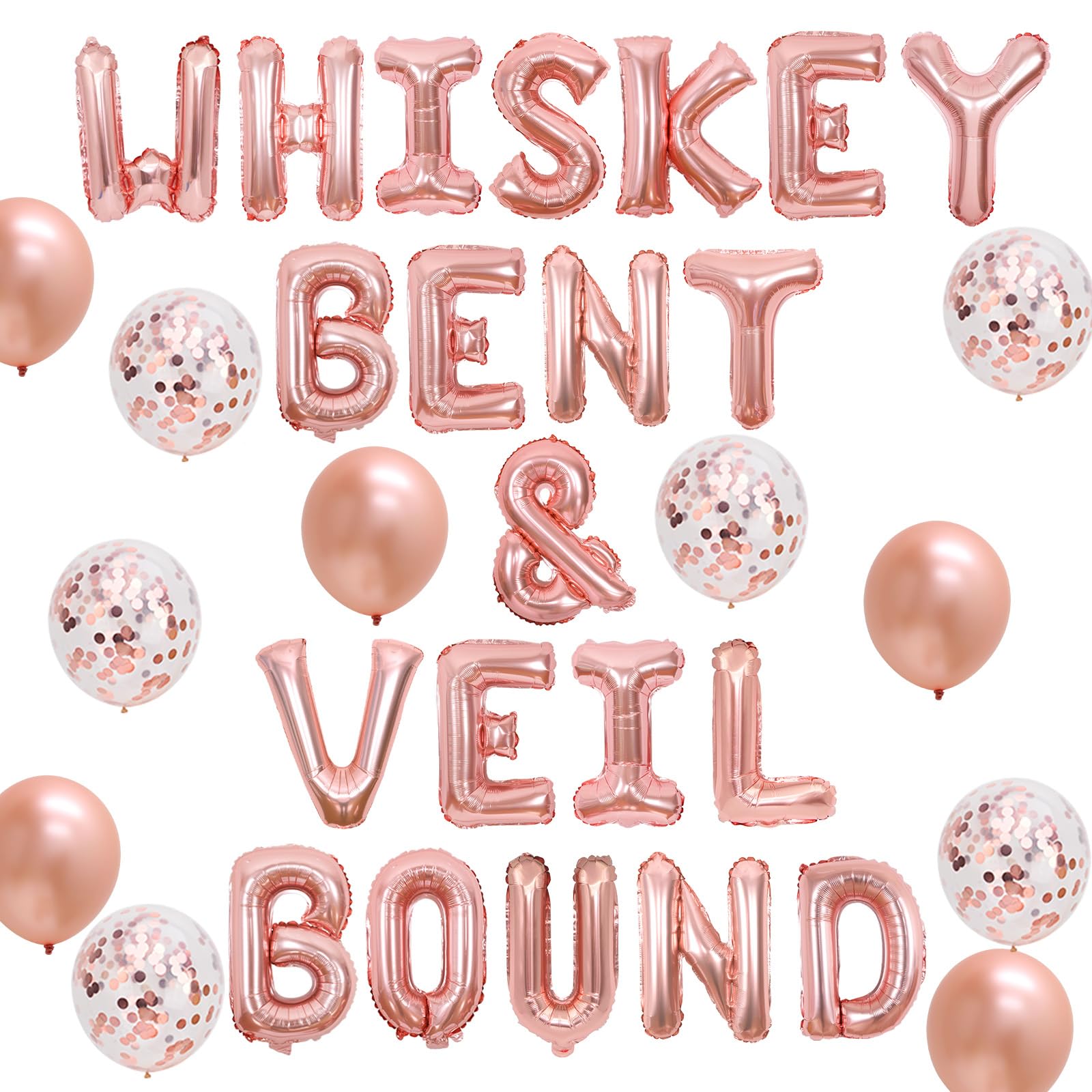 Rose Gold Nashville Bachelorette Party Decorations - Whiskey Themed Bachelor Supplies with Naughty Banner, Diamond Ring & Bottle Foil Balloons for Bridal Shower, Engagement Party & Girls Night Out