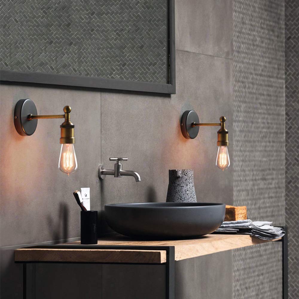 Industrial Bronze Wall Sconce - Vintage Retro Wall Mounted Light Fixture with Edison E27 Base, Wrought Iron Design for Living Room, Bedroom, Restaurant & Reading Nook Lighting