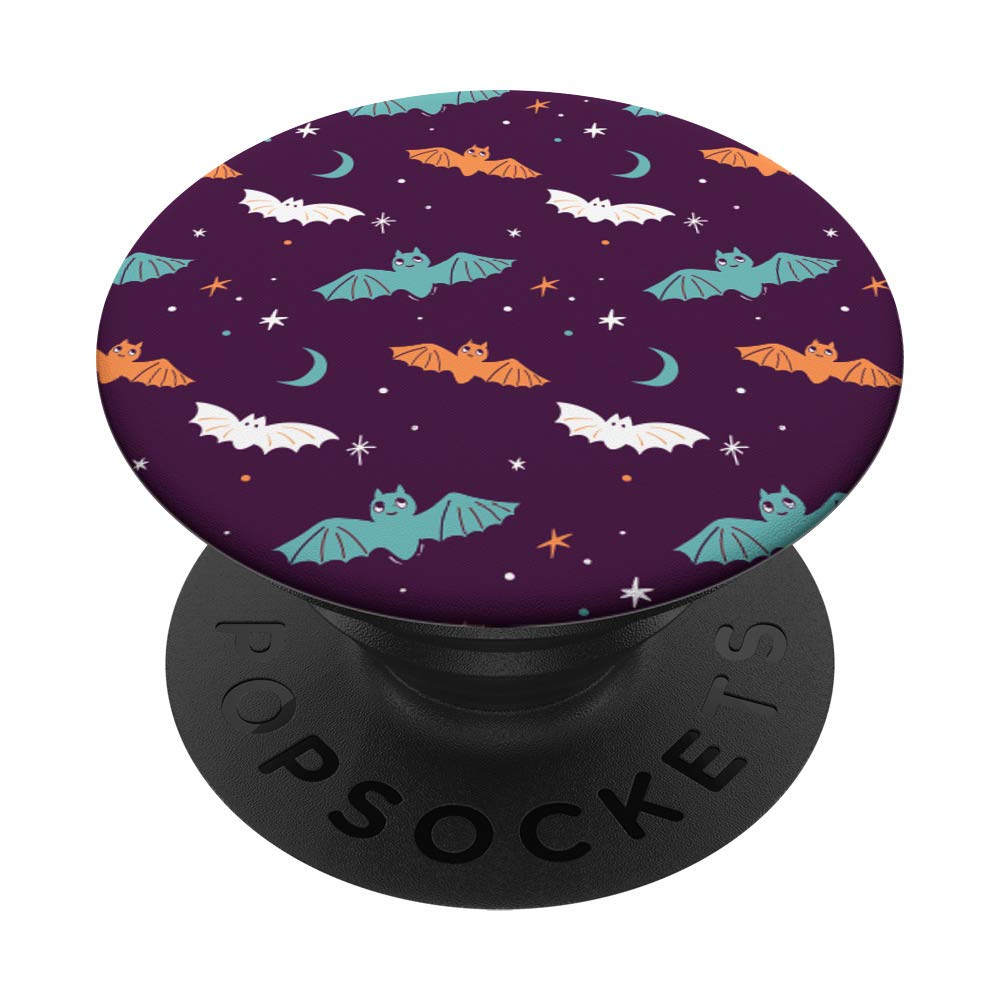 Halloween PopGrip ADT057a - Cute Orange & Teal Bats Phone Grip for iPhone & Samsung (Party & Cosplay Accessory)