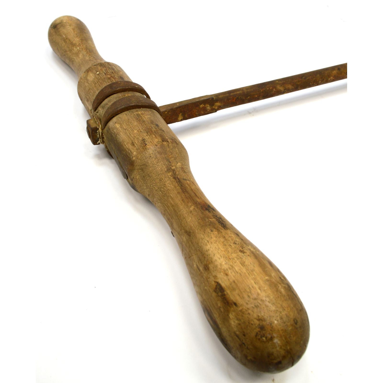 Antique T-Handle Beam Auger - Unbranded Log Boring Tool with 2 Bore Bits - Primitive Wood Drill for Carpentry, DIY Projects & Timber Construction
