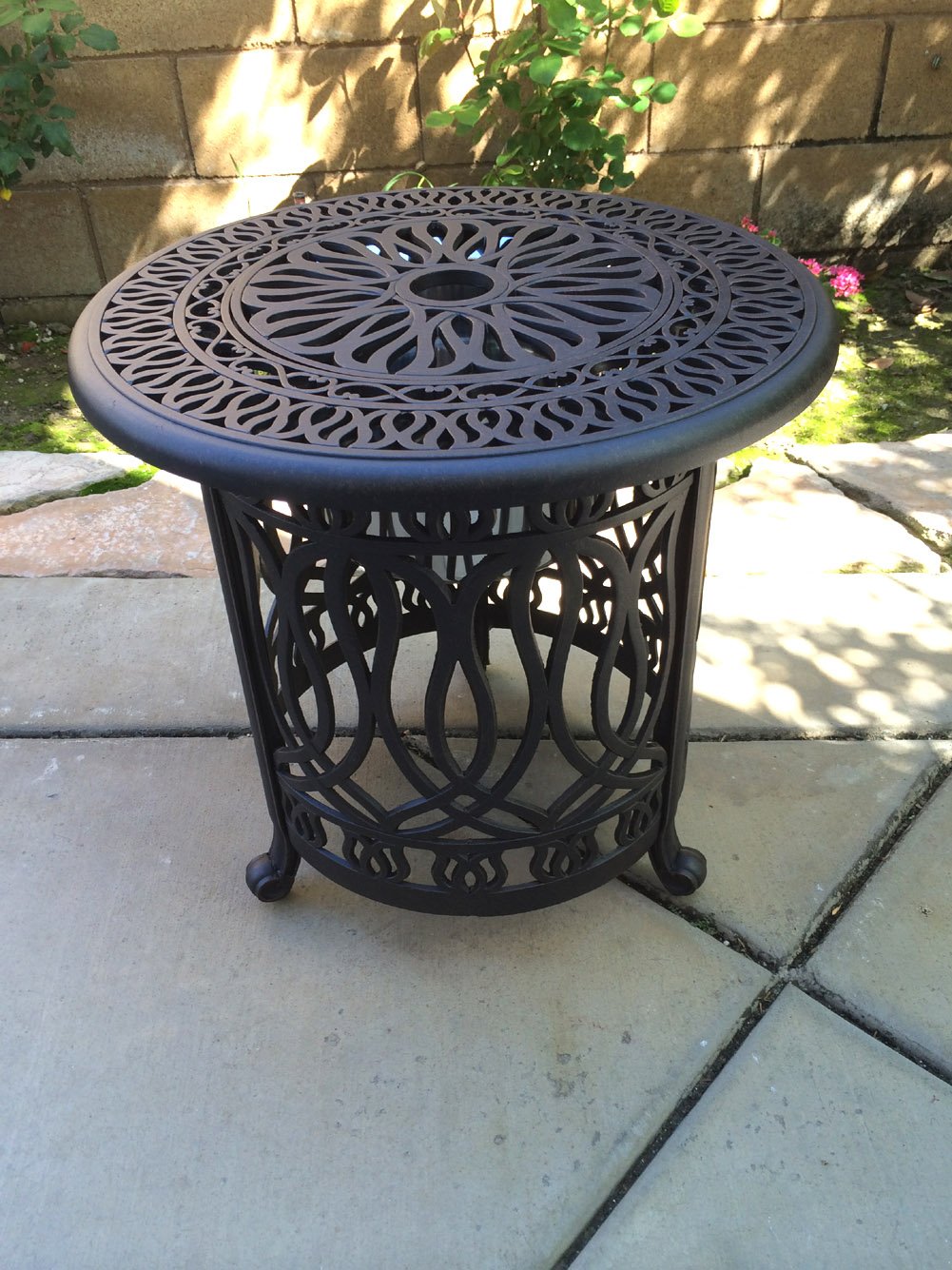 3-Piece Bistro Patio Set - Outdoor Cast Aluminum Conversation Table & Chairs with Elisabeth End Table - Perfect for Garden, Balcony, and Backyard Relaxation