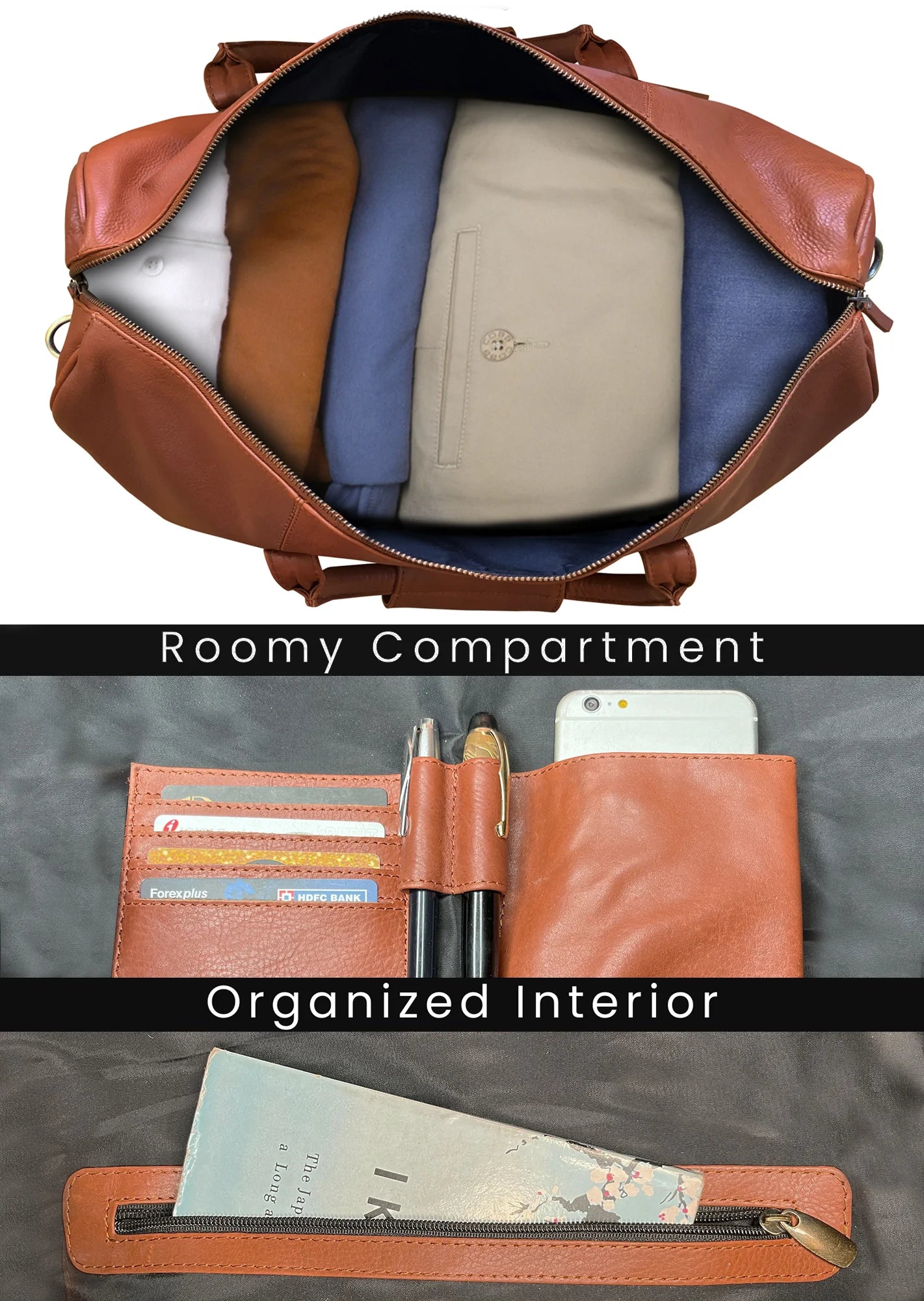 Premium Sasha Travel Leather Duffle Bag for Men & Women - Genuine Cognac Brown Carry-On Luggage - Perfect for Weekend Getaways, Gym, Business Trips & Air Travel