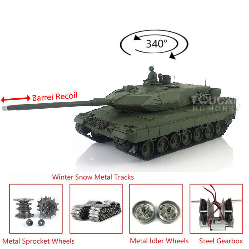 Heng Long 1/16 Scale 2.4Ghz TK7.0 Leopard 2A6 RC Battle Tank with Barrel Recoil, Metal Tracks & Sprockets - Realistic Military Model for Collectors & RC Hobbyists (Ideal for Outdoor Battles & Display)