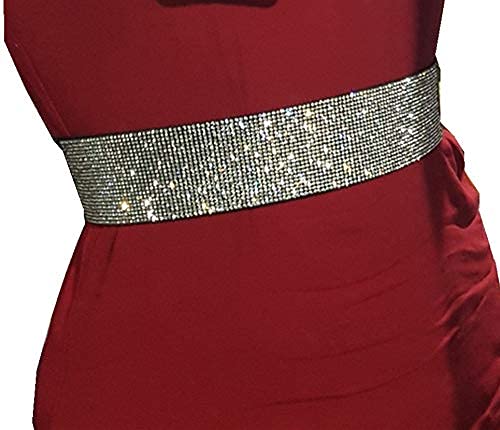 Sparkle Rhinestone Sequins Stretch Waist Belt for Women - Elegant Wedding Party Dress Accessory, Ladies Waistband Cinch - Perfect for Bridal, Prom, Evening Gowns & Formal Occasions